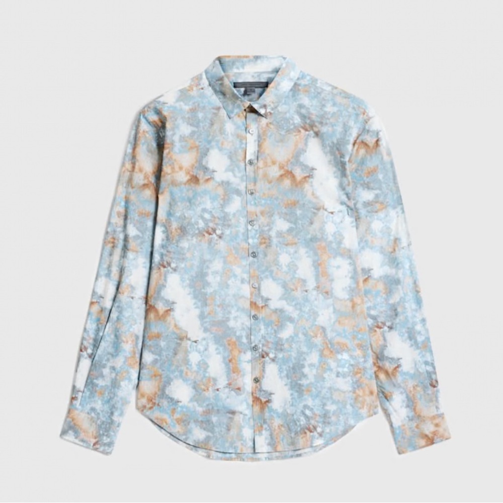 John Varvatos Bucks Shirt Blue and Brown Casual Button Down